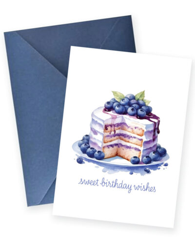 Sweet Birthday Wishes Greeting Card – Blueberry Cake