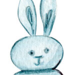 Aqua variation watercolor bunny rattle art