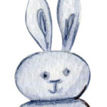 Blue variation watercolor bunny rattle art