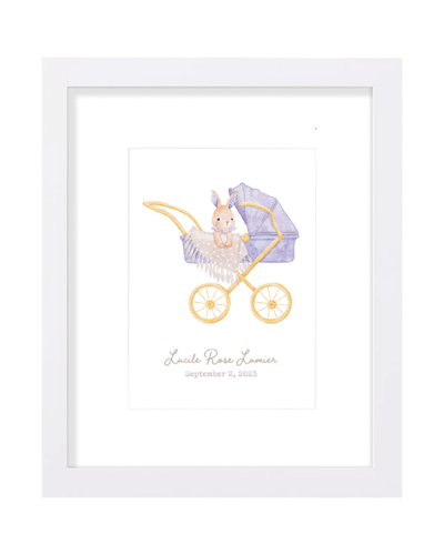 Personalized Bunny Carriage Nursery Wall Art Print – Framed