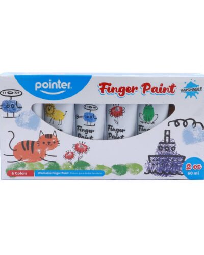 Washable finger paint set with 6 colors in 2 oz squeeze tubes