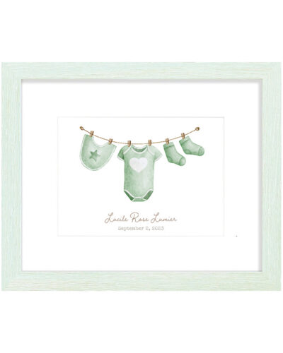 Personalized Baby Clothes Nursery Wall Art Print – Framed