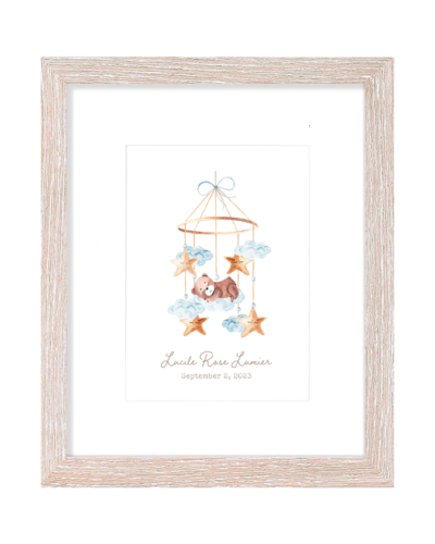 Personalized Teddy Bear Mobile Nursery Wall Art Print – Framed