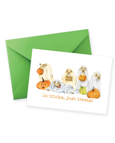 No Tricks, Just Treats – Dog Halloween Greeting Card