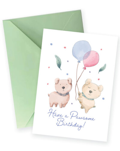 Have a Pawsome Birthday – Puppy & Balloons Greeting Card