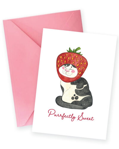 Purrfectly Sweet Cat Greeting Card – Choose Tuxedo or Orange Tabby